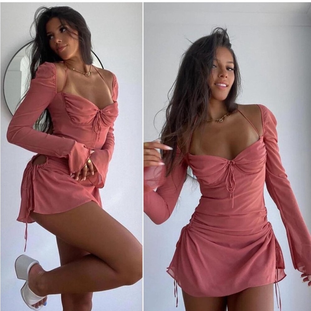 House of CB pink chiffon dress XS